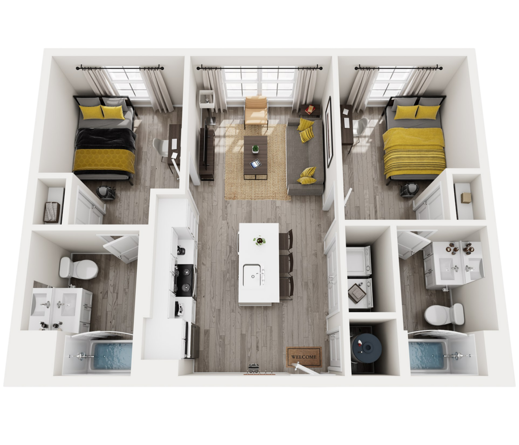 2 BEDROOMS / 2 BATHROOMS
