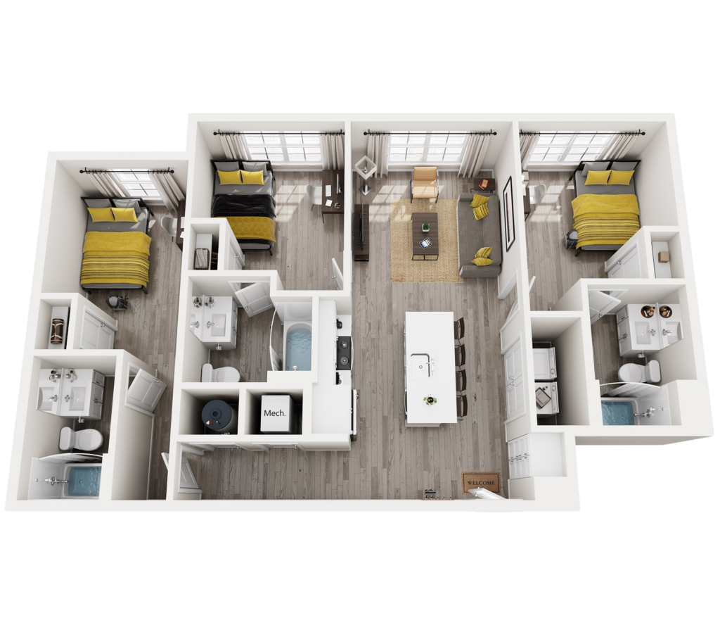 3 BEDROOMS / 3 BATHROOMS
